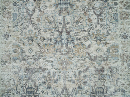 Tabriz Transitional hand-knotted silk runner in Ivory, 2'6" x 9'10" — SKU O090243 (view 5)