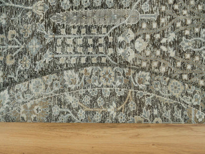 Transitional hand-knotted wool/silk rug in Brown, 7'11" x 7'11" — SKU O090246 (view 4)