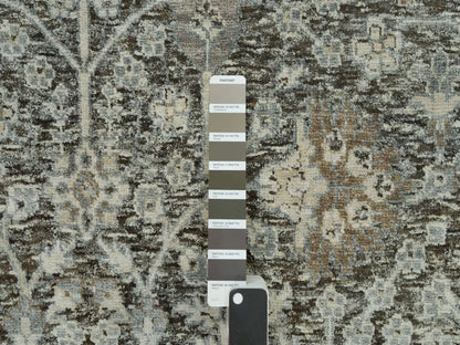 Brown 7'11" x 7'11" Transitional Hand knotted Wool/Silk Rug - Sku: O090246