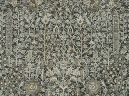 Brown 7'11" x 7'11" Transitional Hand knotted Wool/Silk Rug - Sku: O090246