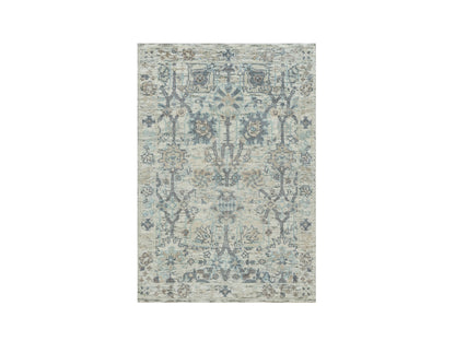 Ivory 2'0" x 3'1" Transitional Hand knotted Wool/Silk Rug - Sku: O090253