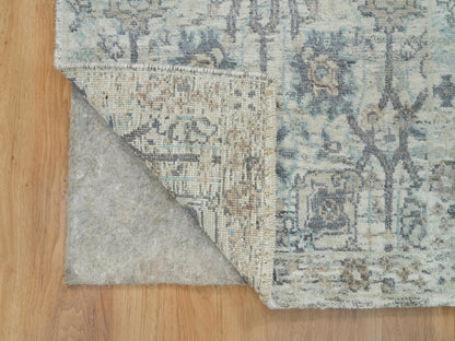 Tabriz Transitional hand-knotted silk rug in Ivory, 2' x 3'1" — SKU O090253 (view 3)