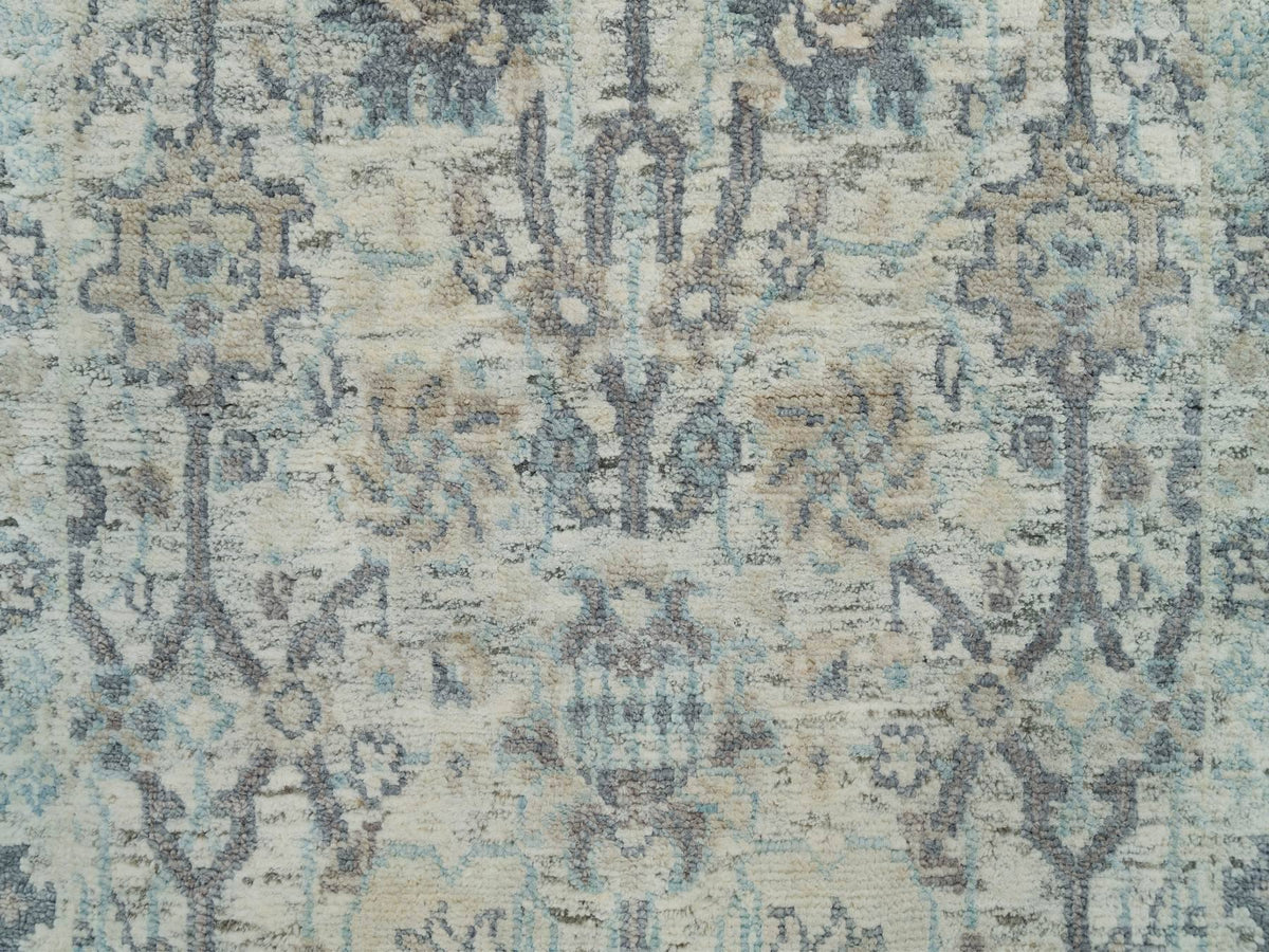 Tabriz Transitional hand-knotted silk rug in Ivory, 2' x 3'1" — SKU O090253 (view 4)