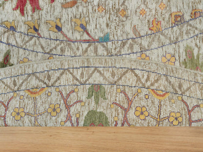Beige 11'9" x 11'9" Transitional Hand knotted Wool/Silk Rug - Sku: O090255