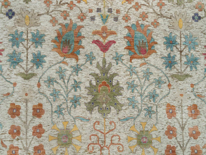 Beige 11'9" x 11'9" Transitional Hand knotted Wool/Silk Rug - Sku: O090255