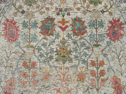 Beige 6'0" x 6'0" Transitional Hand knotted Wool/Silk Rug - Sku: O090257