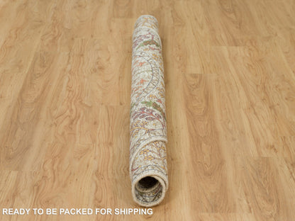 Beige 6'0" x 6'0" Transitional Hand knotted Wool/Silk Rug - Sku: O090257