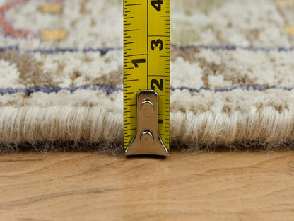 Beige 6'0" x 6'0" Transitional Hand knotted Wool/Silk Rug - Sku: O090257
