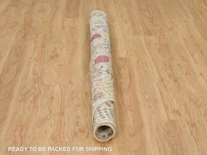 Tabriz Transitional hand-knotted wool/silk rug in Ivory, 6' x 6' — SKU O090258 (view 6)