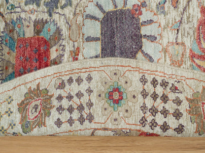 Tabriz Transitional hand-knotted wool/silk rug in Ivory, 8' x 8' — SKU O090261 (view 4)