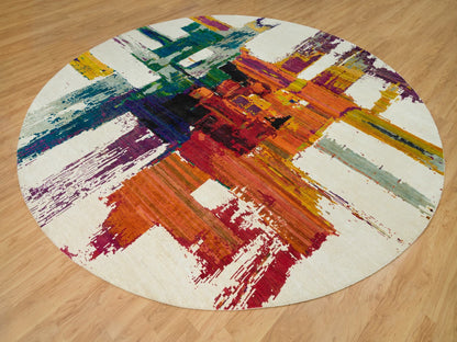 Modern / Contemporary hand-knotted wool/silk rug in Multicolored, 13'8" x 13'8" — SKU O090265 (view 3)