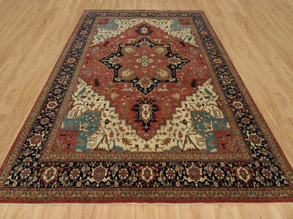 Heriz Heriz hand-knotted wool rug in Red & Blue, 9'11" x 14' — SKU O090268 (view 2)