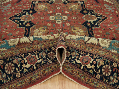 Red 9'11" x 14'0" Traditional Hand knotted Wool Rug - Sku: O090268