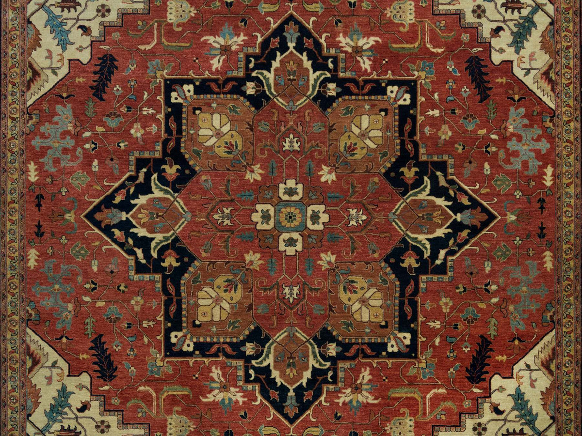 Heriz Heriz hand-knotted wool rug in Red & Blue, 9'11" x 14' — SKU O090268 (view 8)