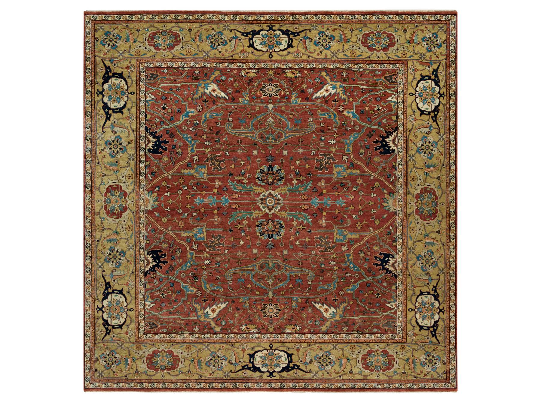 Heriz Heriz hand-knotted wool rug in Red & Gold, 10'1" x 10'3" — SKU O090269