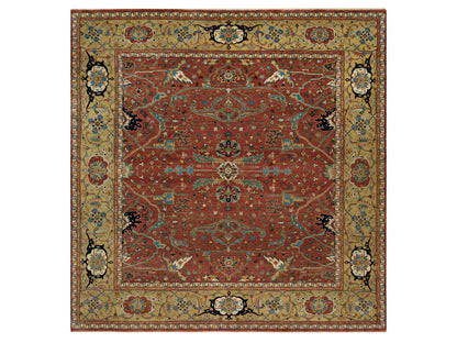 Heriz Heriz hand-knotted wool rug in Red & Gold, 10'1" x 10'3" — SKU O090269