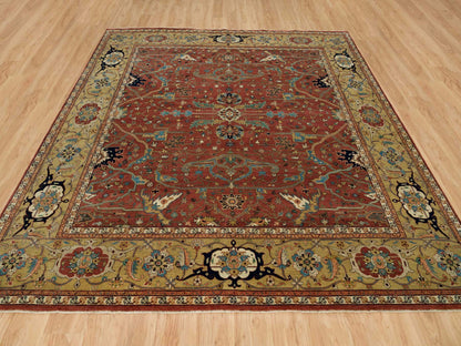 Heriz Heriz hand-knotted wool rug in Red & Gold, 10'1" x 10'3" — SKU O090269 (view 2)