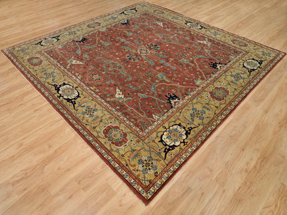 Heriz Heriz hand-knotted wool rug in Red & Gold, 10'1" x 10'3" — SKU O090269 (view 3)