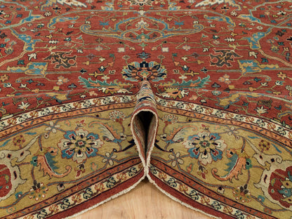 Heriz Heriz hand-knotted wool rug in Red & Gold, 10'1" x 10'3" — SKU O090269 (view 5)