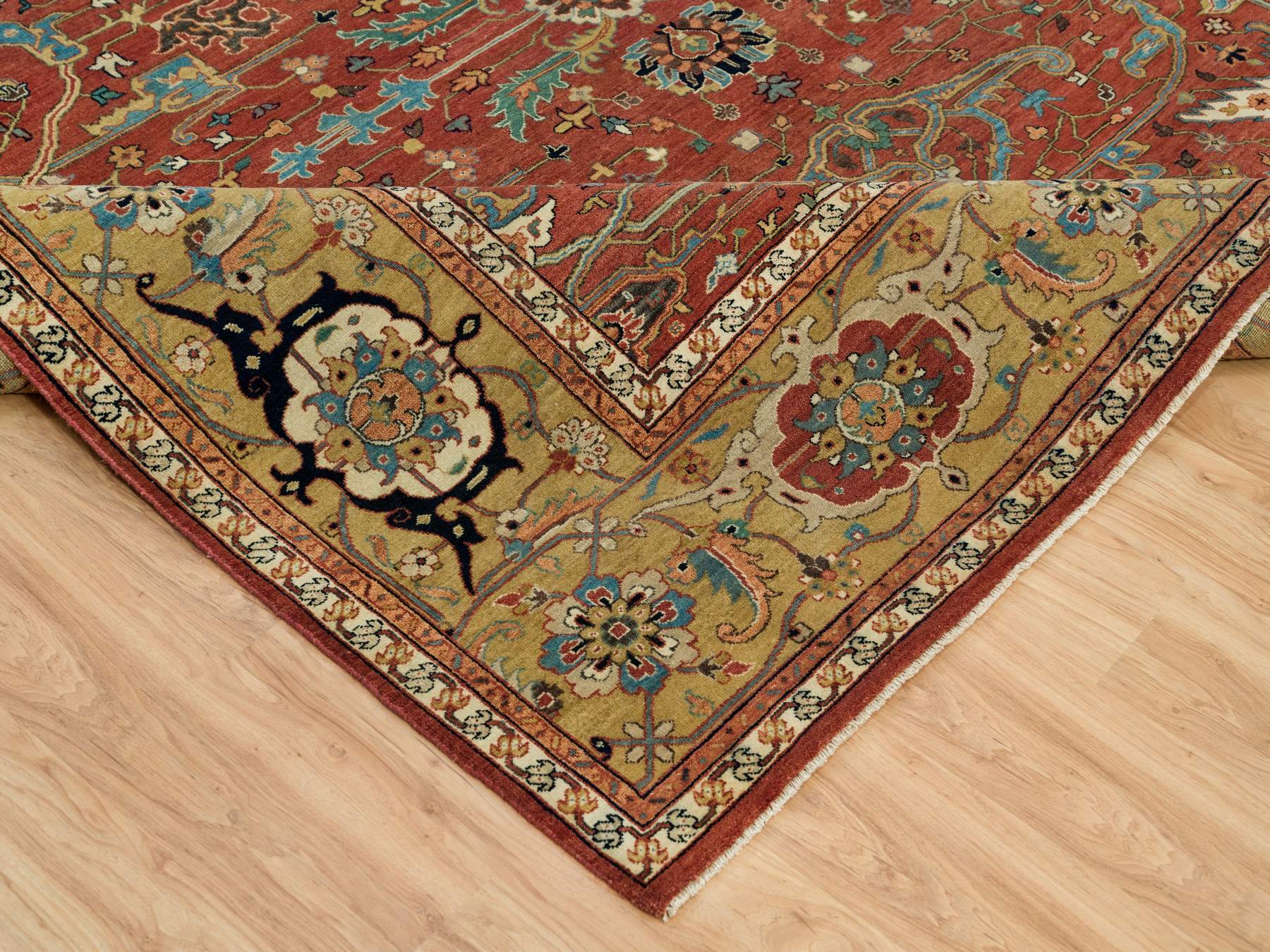 Heriz Heriz hand-knotted wool rug in Red & Gold, 10'1" x 10'3" — SKU O090269 (view 6)
