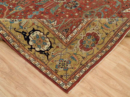 Heriz Heriz hand-knotted wool rug in Red & Gold, 10'1" x 10'3" — SKU O090269 (view 6)