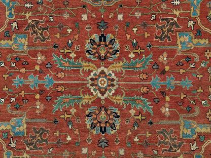 Heriz Heriz hand-knotted wool rug in Red & Gold, 10'1" x 10'3" — SKU O090269 (view 8)