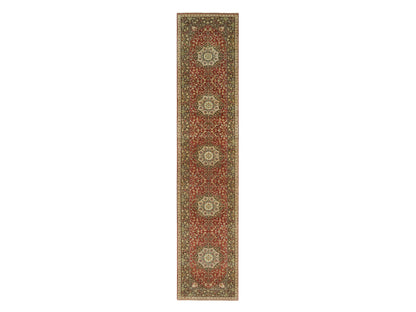 Red 2'7" x 12'4" Traditional Hand knotted Wool Rug - Sku: O090282