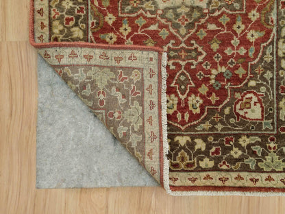 Tabriz Fine Oriental hand-knotted wool runner in Red & Brown, 2'7" x 12'4" — SKU O090282 (view 3)