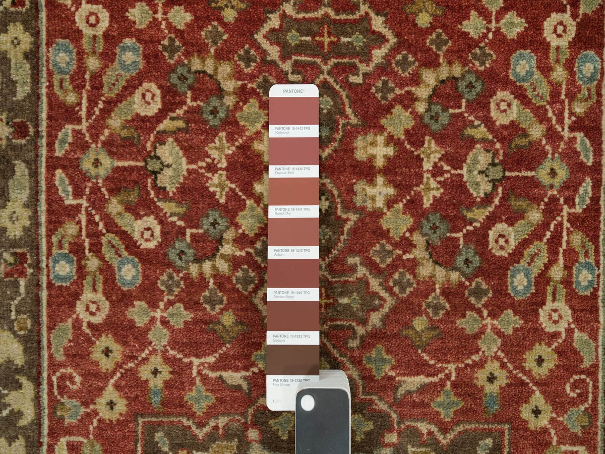 Tabriz Fine Oriental hand-knotted wool runner in Red & Brown, 2'7" x 12'4" — SKU O090282 (view 4)
