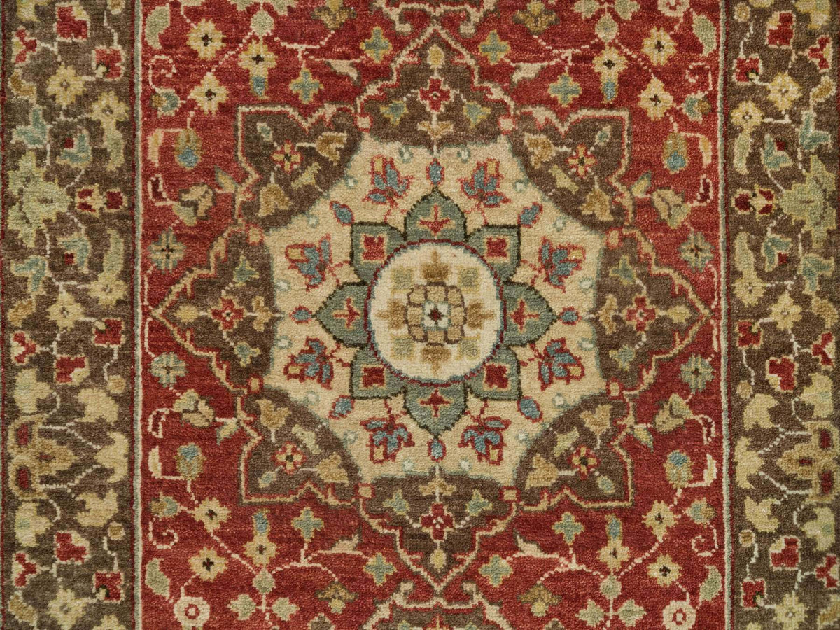 Tabriz Fine Oriental hand-knotted wool runner in Red & Brown, 2'7" x 12'4" — SKU O090282 (view 5)