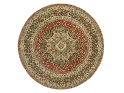 Tabriz Fine Oriental hand-knotted wool rug in Red & Brown, 10' x 10' — SKU O090287