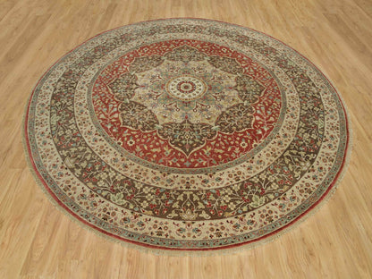 Tabriz Fine Oriental hand-knotted wool rug in Red & Brown, 10' x 10' — SKU O090287 (view 2)