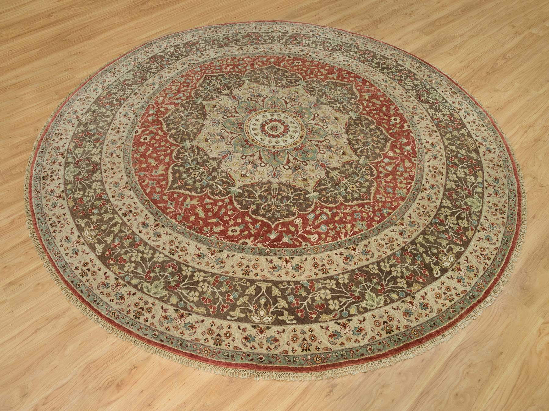 Tabriz Fine Oriental hand-knotted wool rug in Red & Brown, 10' x 10' — SKU O090287 (view 3)