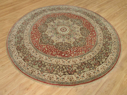 Tabriz Fine Oriental hand-knotted wool rug in Red & Brown, 10' x 10' — SKU O090287 (view 3)