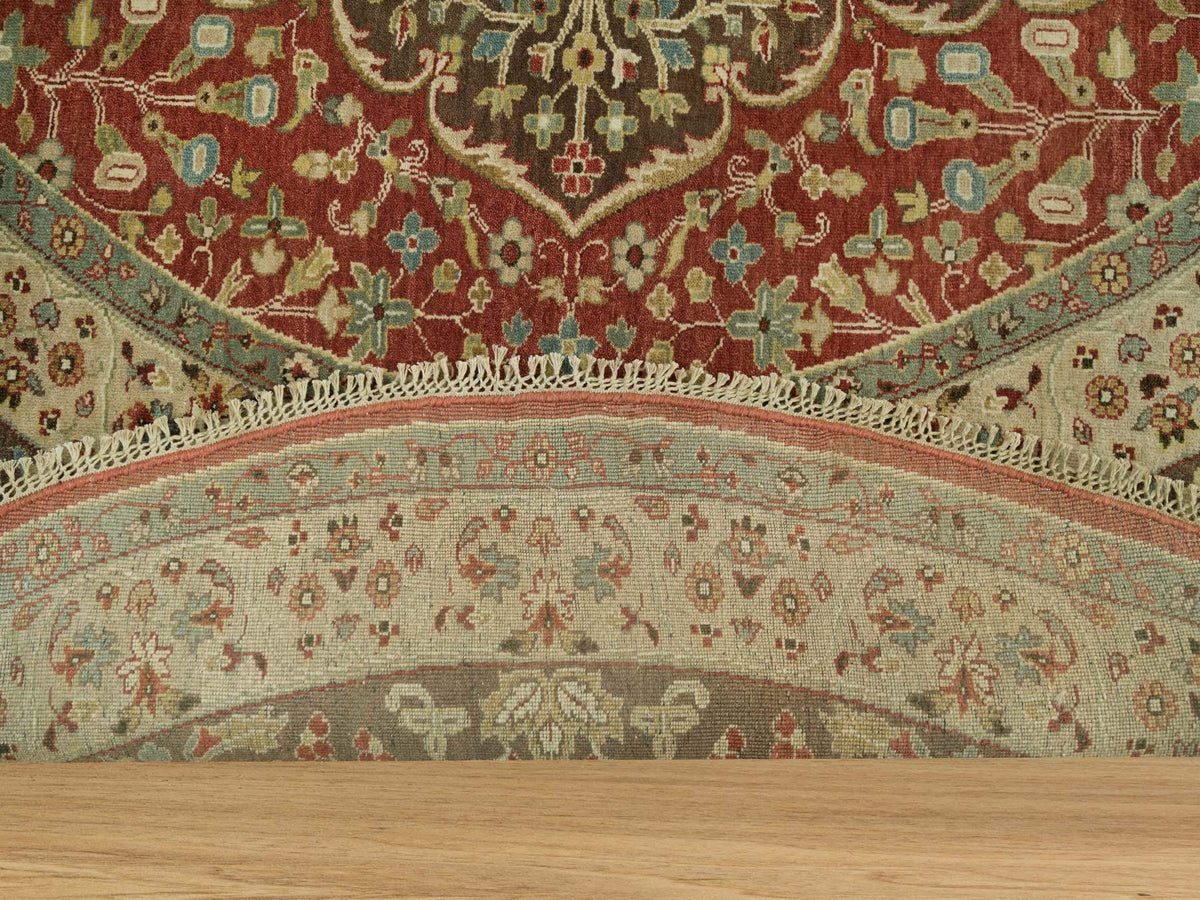 Tabriz Fine Oriental hand-knotted wool rug in Red & Brown, 10' x 10' — SKU O090287 (view 4)