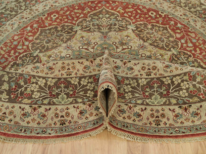 Tabriz Fine Oriental hand-knotted wool rug in Red & Brown, 10' x 10' — SKU O090287 (view 5)