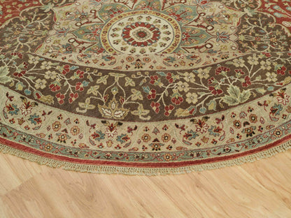 Tabriz Fine Oriental hand-knotted wool rug in Red & Brown, 10' x 10' — SKU O090287 (view 6)