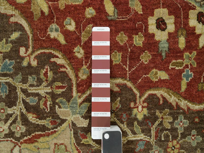 Tabriz Fine Oriental hand-knotted wool rug in Red & Brown, 10' x 10' — SKU O090287 (view 7)