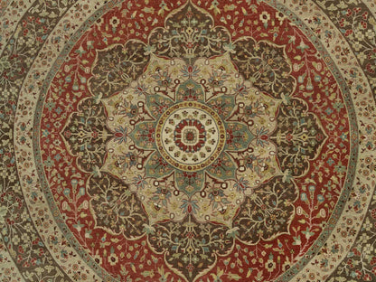 Tabriz Fine Oriental hand-knotted wool rug in Red & Brown, 10' x 10' — SKU O090287 (view 8)