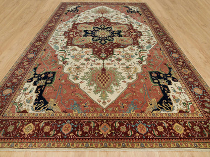 Heriz Heriz hand-knotted wool rug in Ivory & Red, 11'9" x 18'2" — SKU O090291 (view 2)