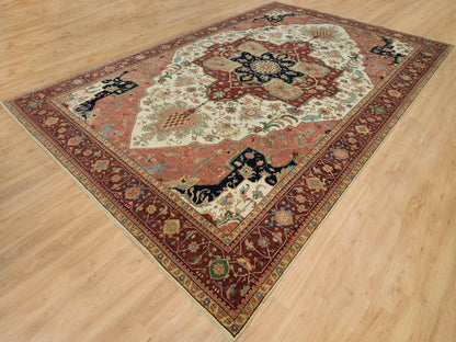 Heriz Heriz hand-knotted wool rug in Ivory & Red, 11'9" x 18'2" — SKU O090291 (view 3)