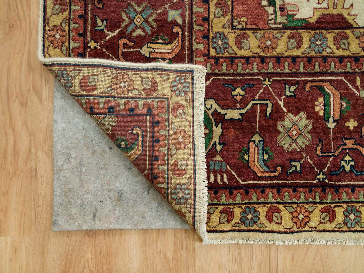 Heriz Heriz hand-knotted wool rug in Ivory & Red, 11'9" x 18'2" — SKU O090291 (view 4)