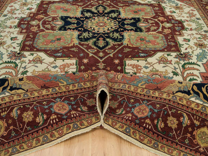 Heriz Heriz hand-knotted wool rug in Ivory & Red, 11'9" x 18'2" — SKU O090291 (view 5)
