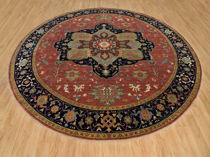Heriz Heriz hand-knotted wool rug in Red & Blue, 13'11" x 13'11" — SKU O090297 (view 2)