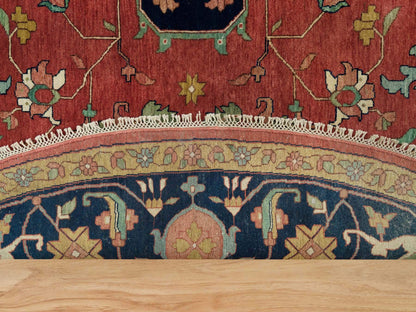 Red 13'11" x 13'11" Traditional Hand knotted Wool Rug - Sku: O090297