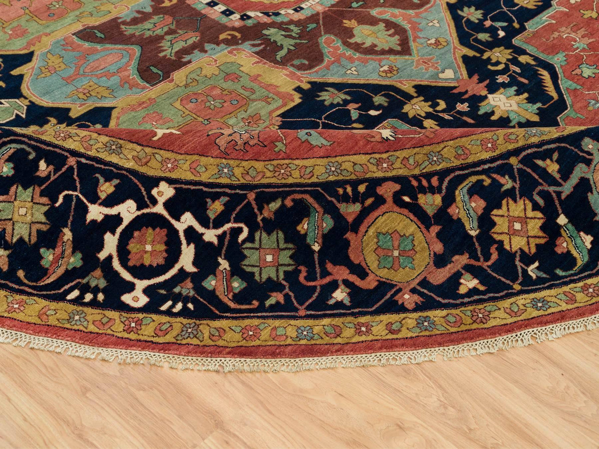 Heriz Heriz hand-knotted wool rug in Red & Blue, 13'11" x 13'11" — SKU O090297 (view 5)