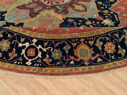 Heriz Heriz hand-knotted wool rug in Red & Blue, 13'11" x 13'11" — SKU O090297 (view 5)
