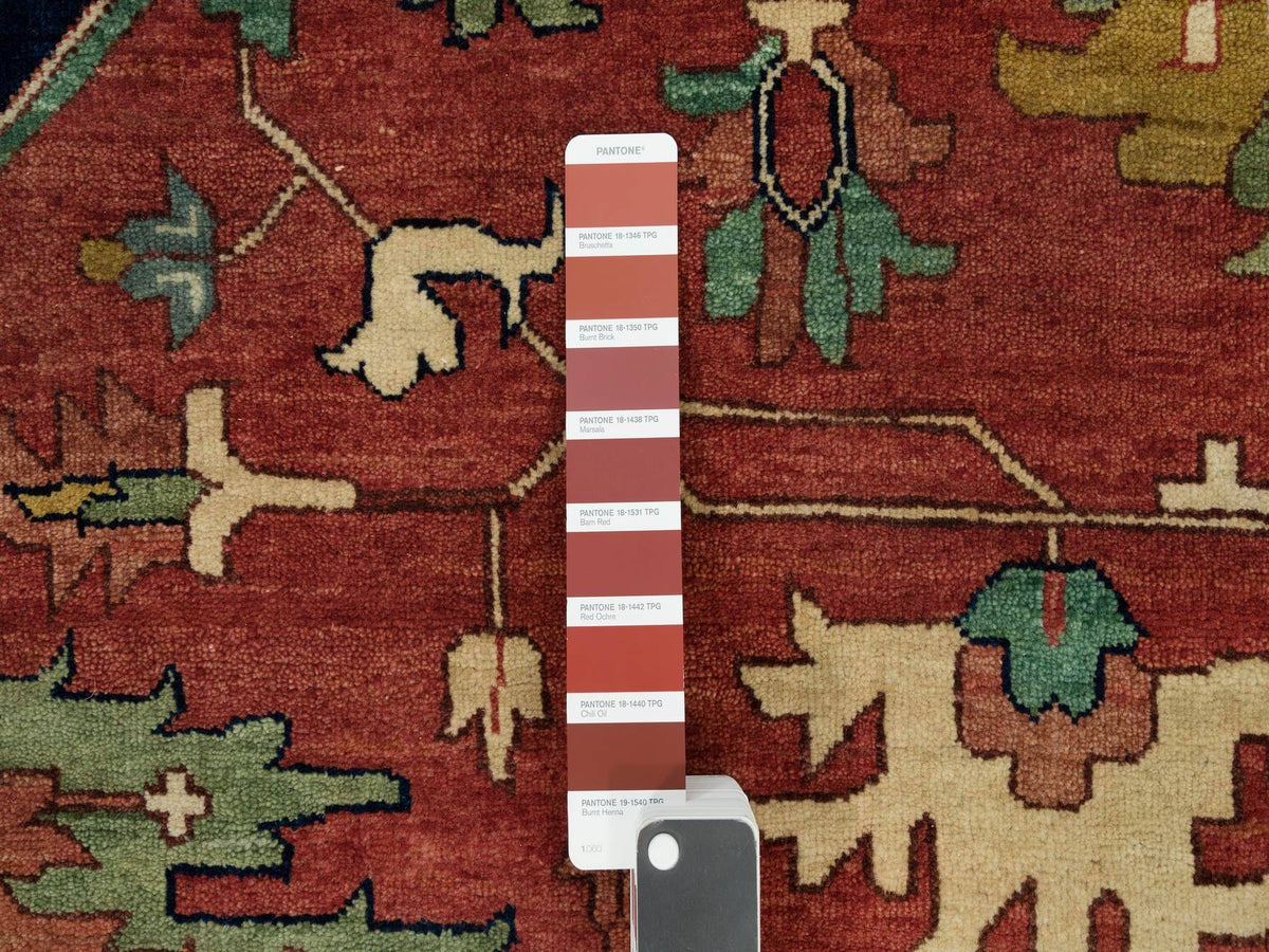 Heriz Heriz hand-knotted wool rug in Red & Blue, 13'11" x 13'11" — SKU O090297 (view 6)