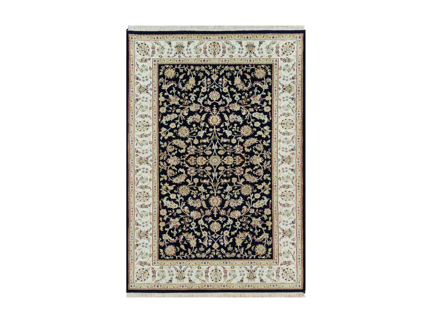 Nain Fine Oriental hand-knotted wool rug in Blue & Ivory, 4'10" x 7'2" — SKU O090308