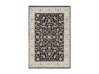 Blue 6'1" x 9'1" Fine Oriental Hand knotted Wool Rug - Sku: O090311